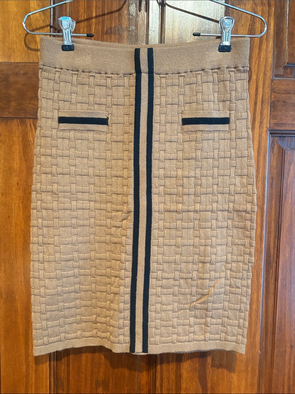 Ellen Tracy brown Knit Pencil Skirt with Black Trim